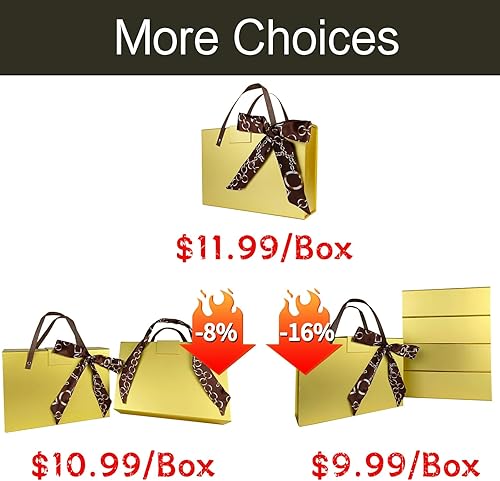 Miniatura 6 de Joyscoop Caja de regalo dorada paquete de 2 cajas de regalo de 11 x 7.6 x 3.5 pulgadas con tapas, regalos para regalos, propuesta de dama de honor,