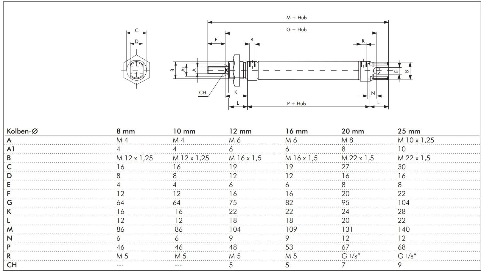 Fittingstore – ISO 6432 Pneumatikzylinder doppeltwirkend mit Magnetkolben – CETOP RP 52 P Druckluftzylinder (Kolben Ø: 25 mm // Hub: 250 mm)