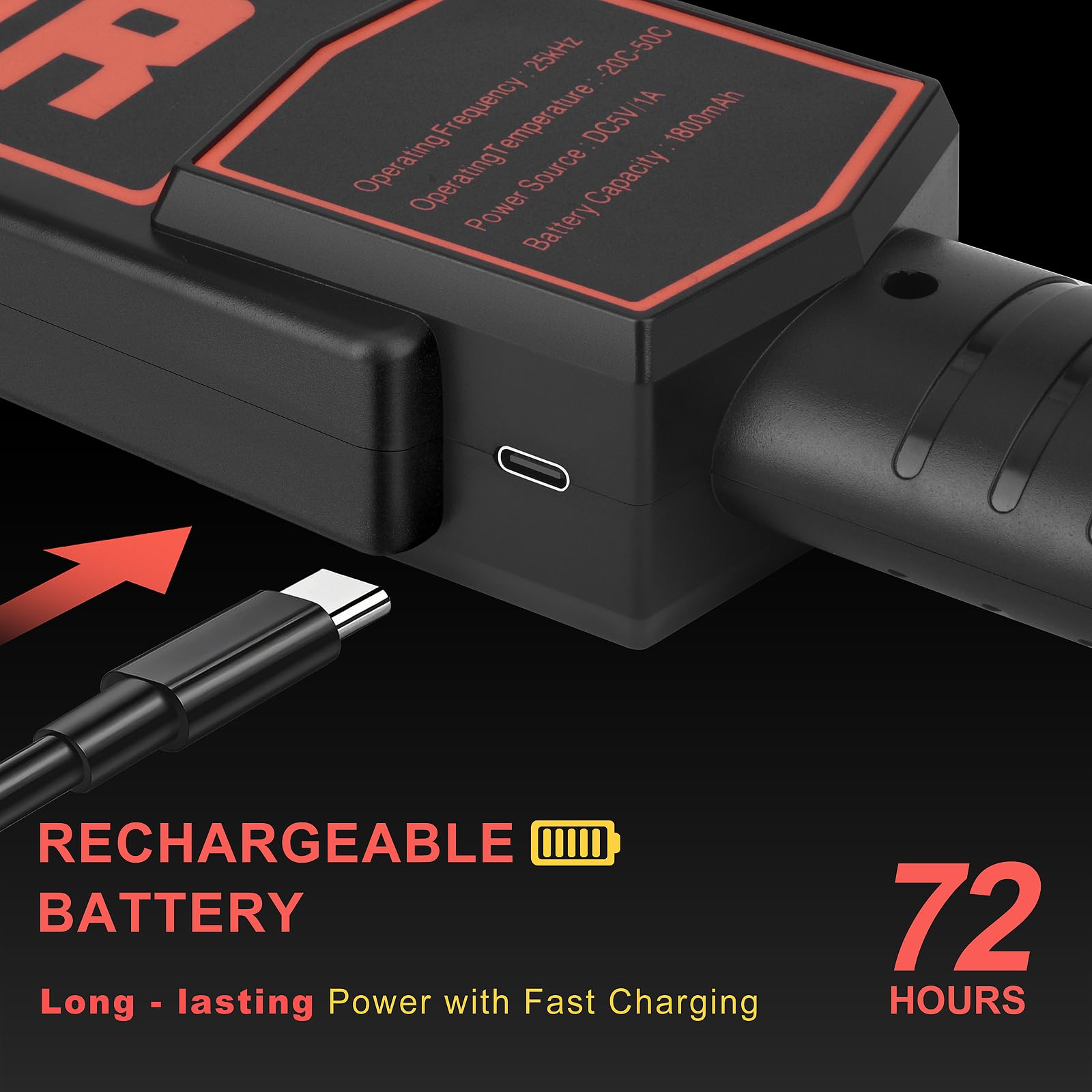 Metal detector portatile con bacchetta di sicurezza, bacchetta di sicurezza ad alta sensibilità, rilevatore di unghie, bacchetta per la lavorazione del legno (batteria integrata, con linea di