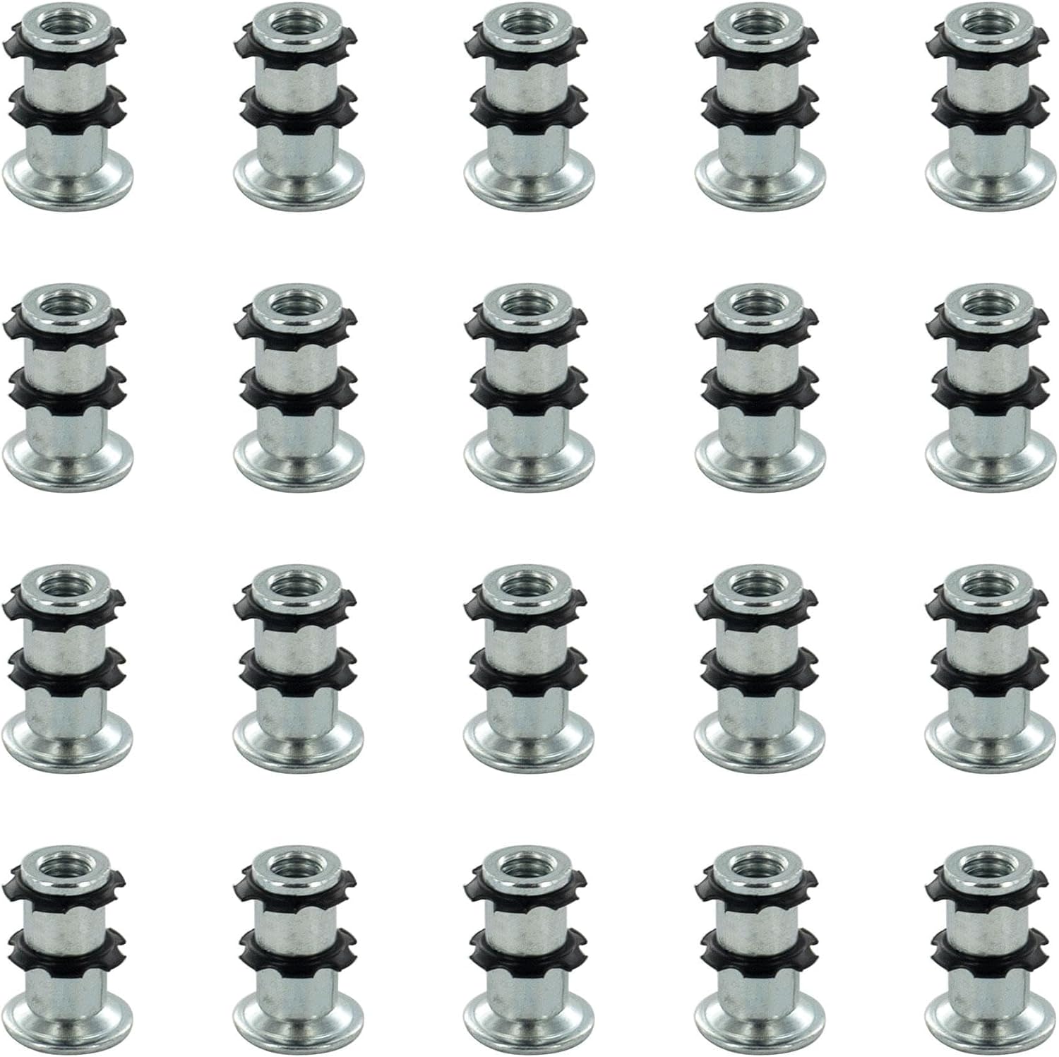 Outwater Industries Double Star Threaded Caster Insert | Heat Treated Steel | Fits 3/4 Inch Round 16-18 Gauge Tube | Thread: 5/16-18 | 4 Pack
