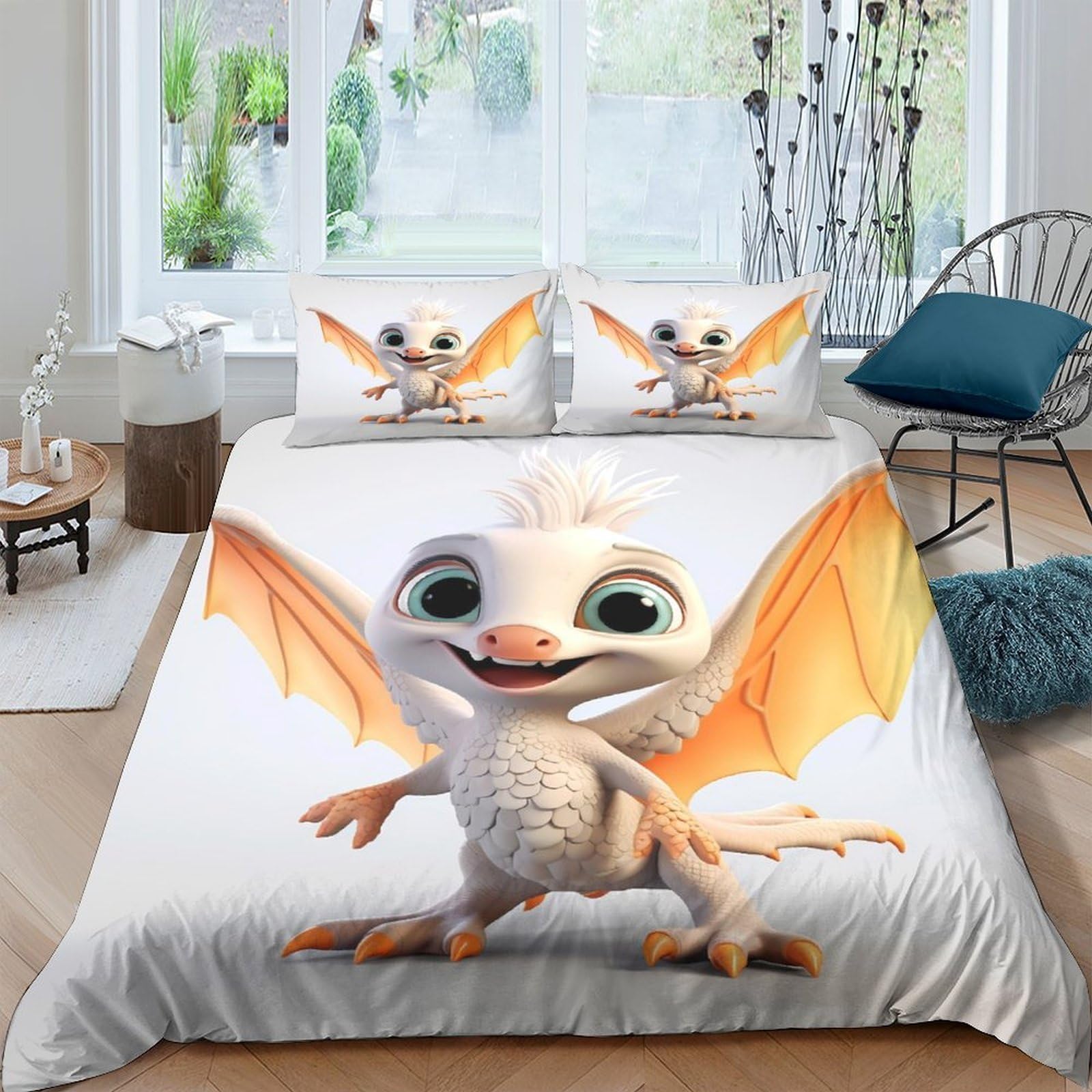 XFKLYNVCJ 3D Printed Cute dragon baby Duvet Cover Durable Fabric Cartoon fantasy style Bed Cover Quick Drying No Iron for Student Dormitory Uni Accommodation Daily Use King（220x240cm）
