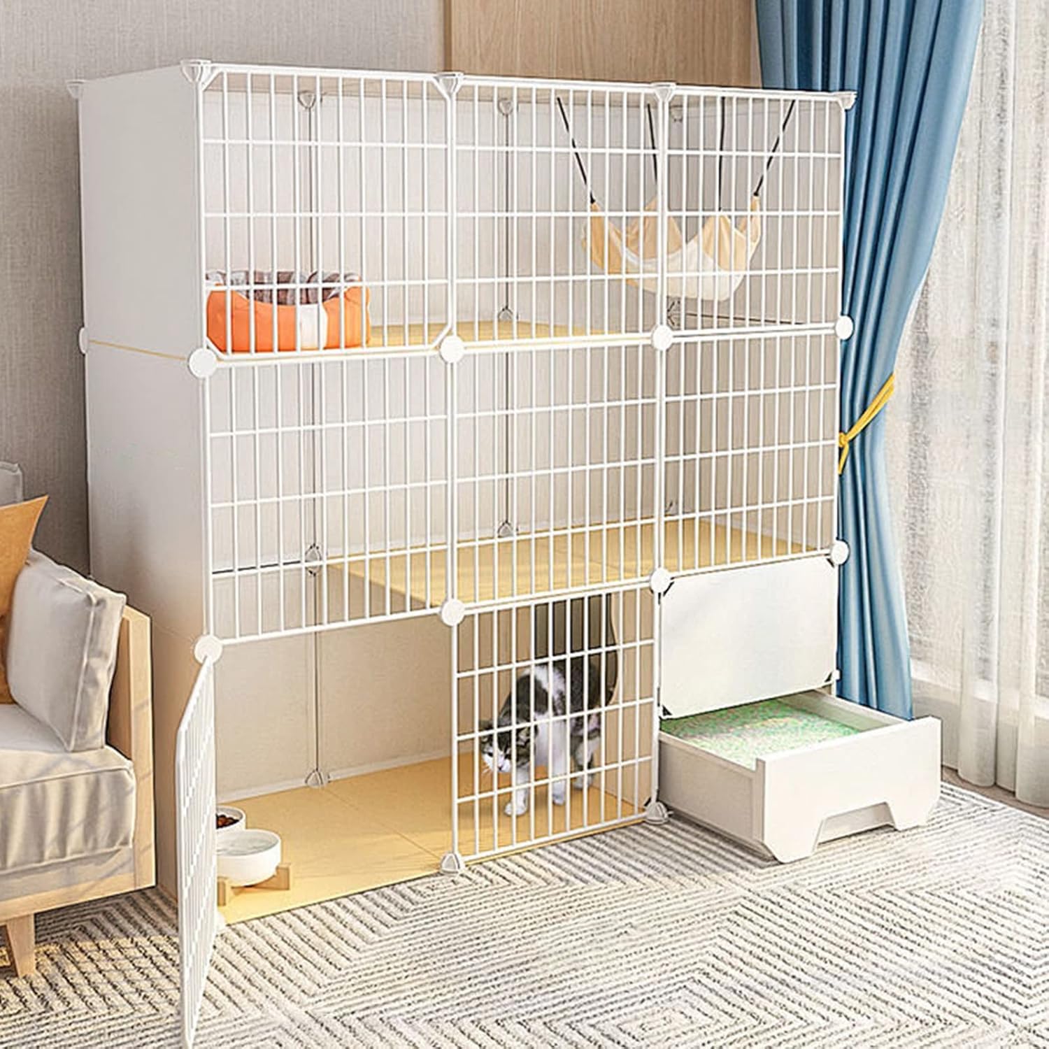 Gabbia for gatti: portatile, grande e con vassoio(111*49*111cm)