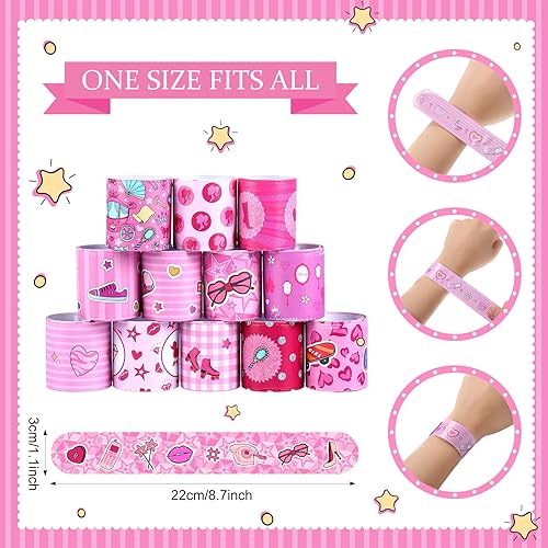 Miniatura 2 de Tatuo 48 pulseras rosadas para niñas, pulseras rosadas, pulseras rosadas, pulseras rosadas, pulseras de princesa, regalo de premio para el aula,