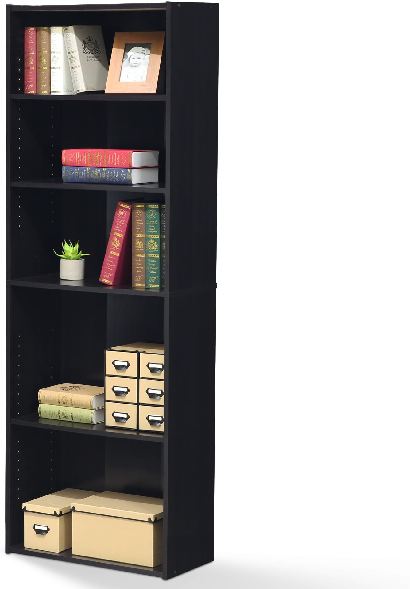 Wright 5-Shelf Bookcase, Cinnamon Cherry