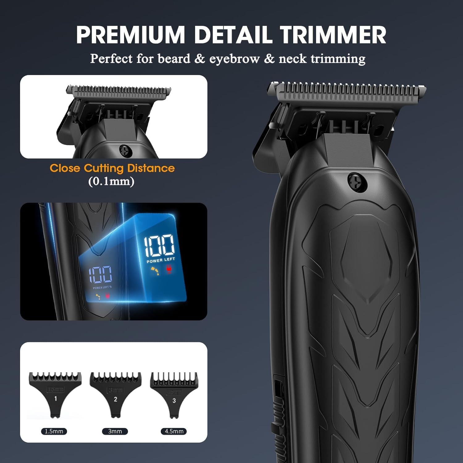 Professional Hair Clippers for Men, Barber Clippers and Trimmers Set, Foil Shavers for Men, 3 in 1 Cordless Hair Clippers Set Hair Cutting Kit Barber kit with LED Display - Image 4
