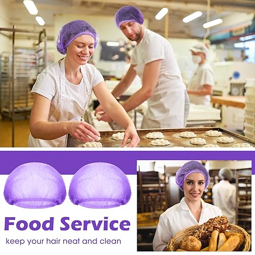 Miniatura 26 de Yahenda 500 gorras desechables Bouffant a granel para el cabello, redecillas elásticas para el polvo, para servicio de alimentos, enfermeras, Azul