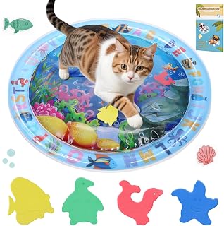 ZALALOVA Water Sensory Playmat for Cats, Thickened Upgraded Cat Dog Toys Bored Pet Animals Kicker Toys Self Play Mat, Interactive Pet Water Sensory Mat Pad Cooling Mat Indoor Outdoor Exercise