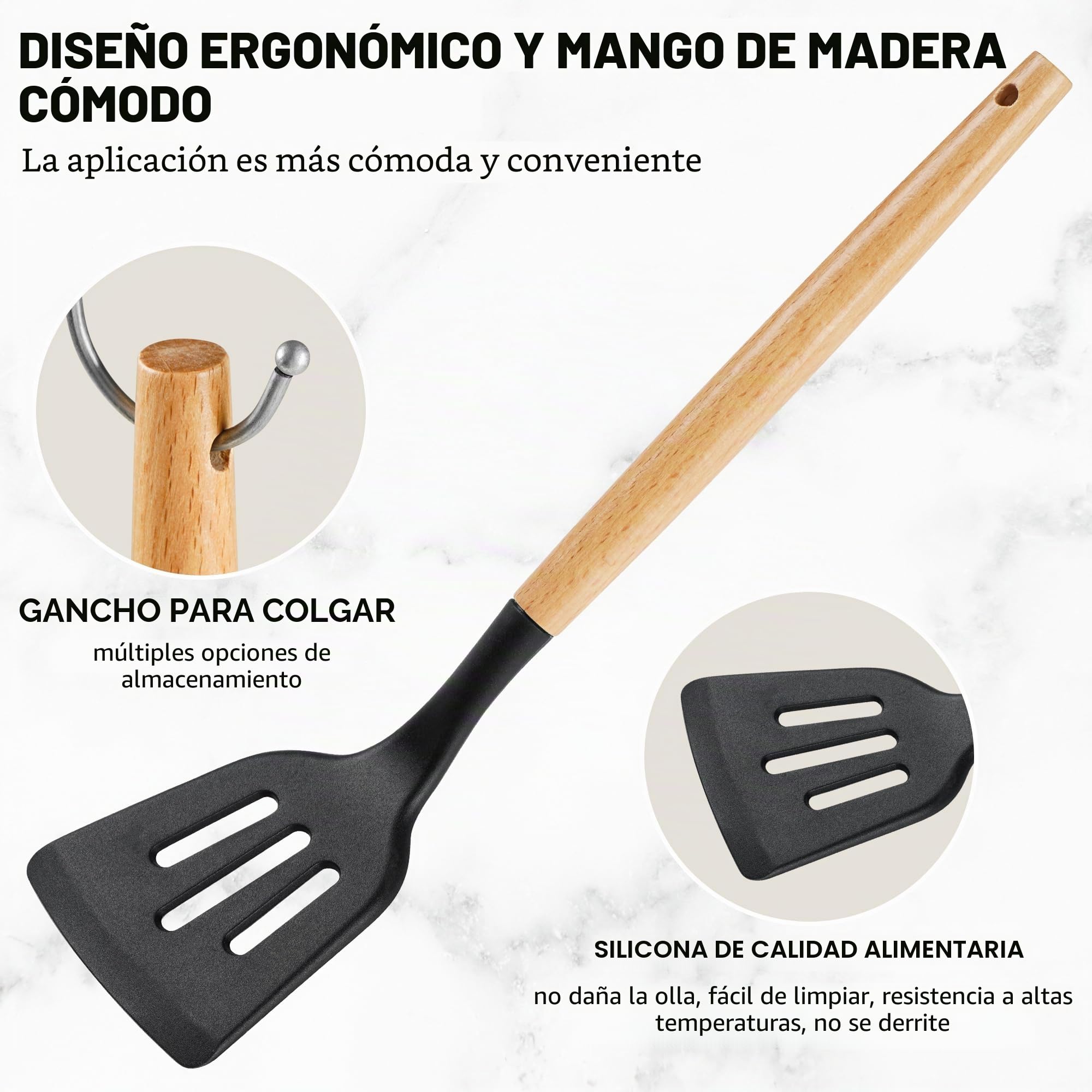 Vortix 19 Piezas Juego de Utensilios de Cocina de Silicona con Soporte