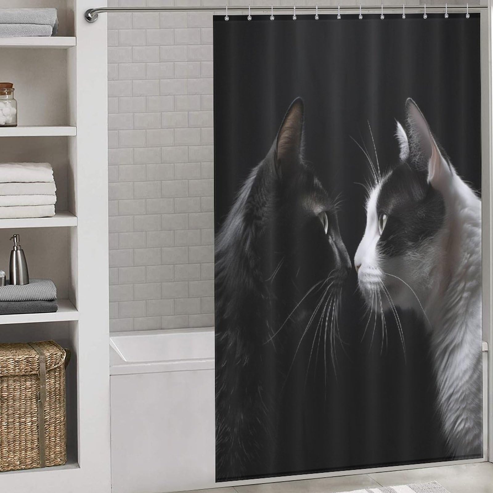 Rideau de douche chat 140x183 cm pour illuminer la salle de bain familiale