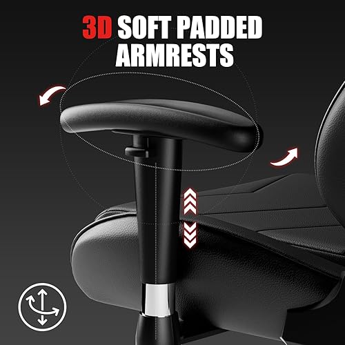 Miniatura 6 de GTRACING Silla de juegos de carreras, oficina, computadora, ergonómica, silla de videojuegos, respaldo y asiento, reclinable, giratoria, altura