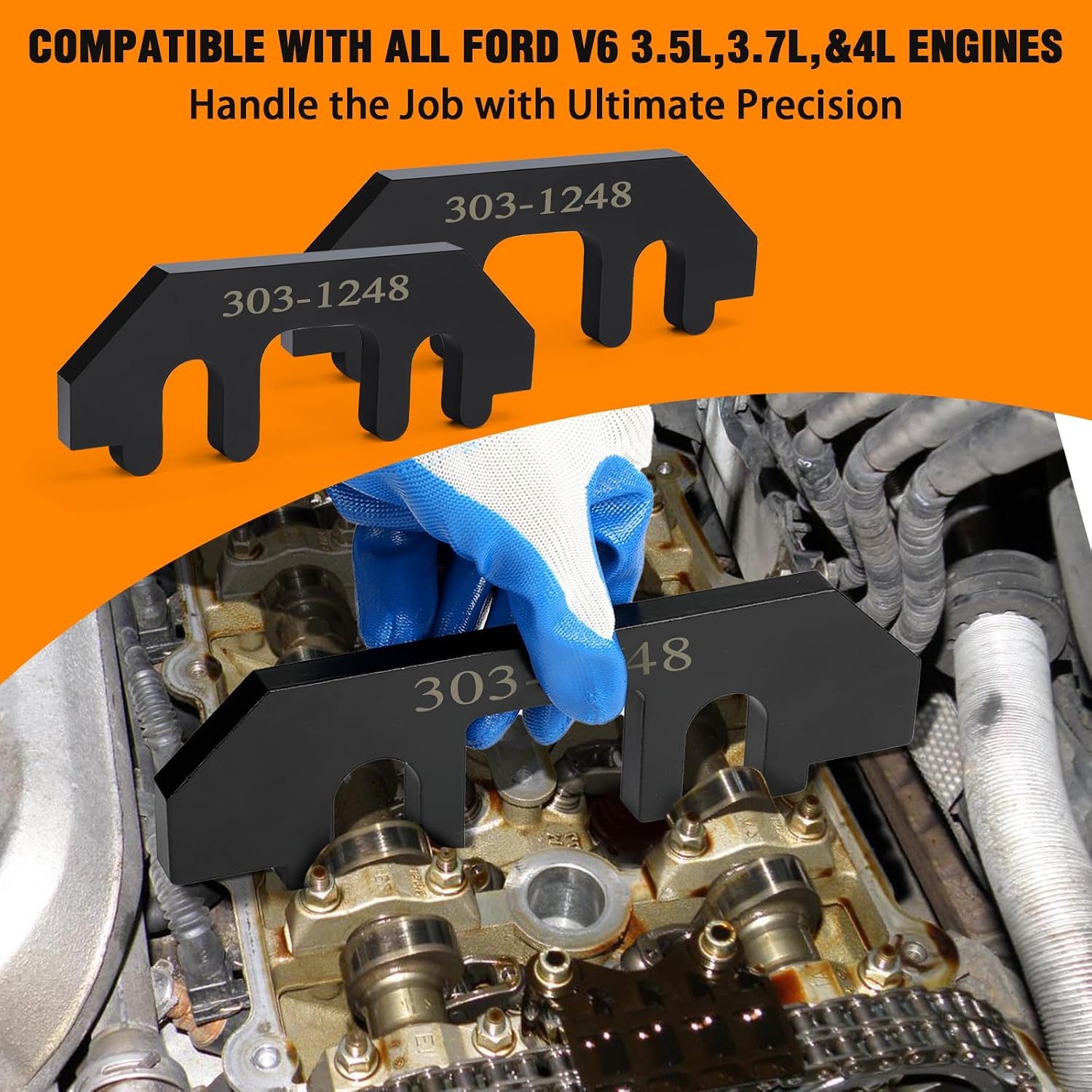 Camshaft Holding Tool Kit with Tension Tool, Timing Alignment Holder Tool Compatible with 303-1248 Ford 3.5L & 3.7L 4V, Timing Tool Kit with Cylinder Head Screw Removal Socket
