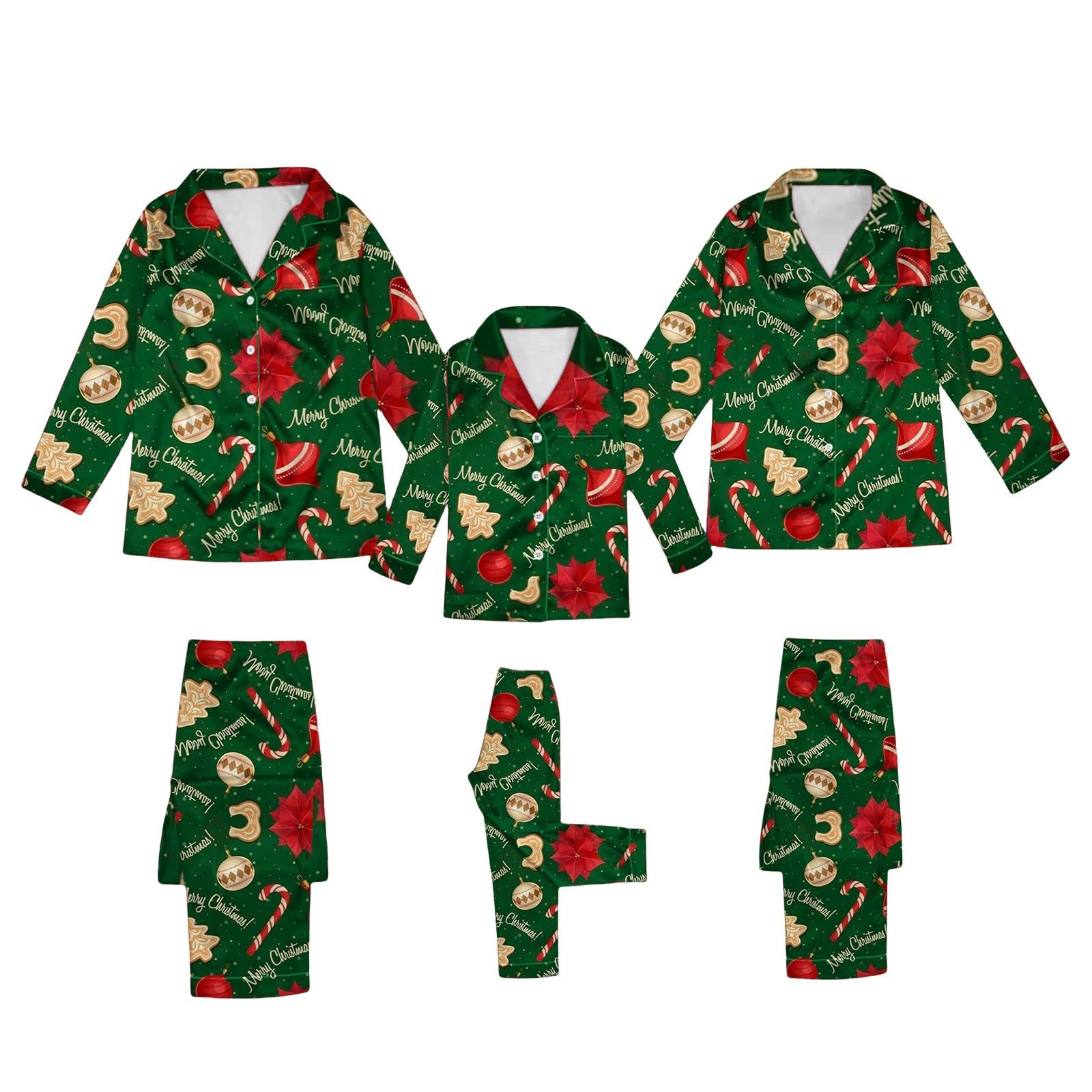 Silk Stain Family Pajamas Matching Sets 2025 Button Down Shirt and Pants Silky Xmas Pjs Jammies for Family Pictures