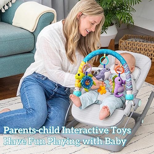 Miniatura 6 de BATOHO Juguete de arco de cochecito de bebé, arco móvil con clip para moisés con abrazaderas universales, barra de juguete de actividad para gorila