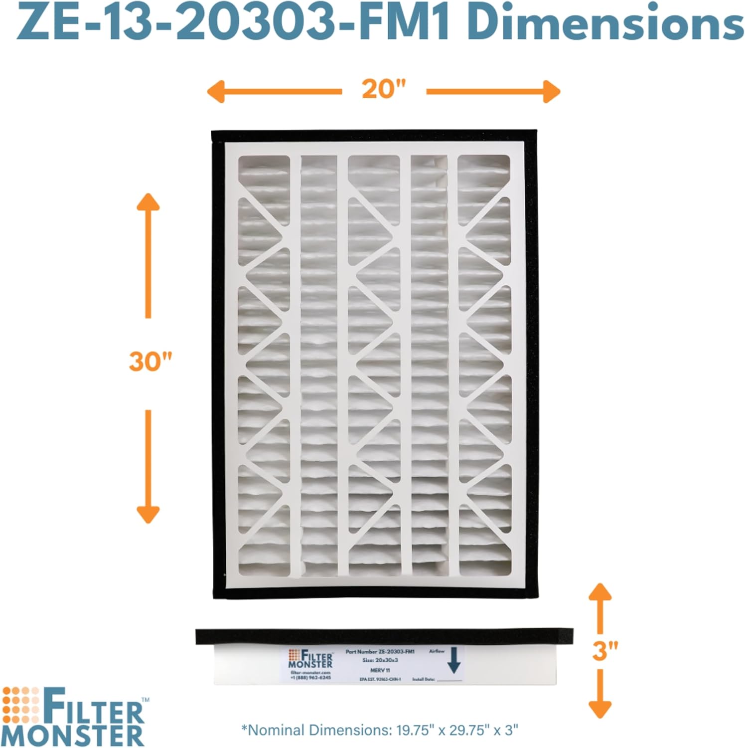 Filter-Monster - Replacement MERV 13 Bundle - Compatible with Zephyr VGF Series 20x30x3 Whole Home Return Air Grille Filter, 2 Pack Replacement Bundle