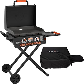 Blackstone 22 Inch Griddle 2350 Portable Blackstone Omnivore Grill with Flexfold Legs، with 22 Inch Blackstone Griddle Cover 5608 for On The Go Flexfold Griddle