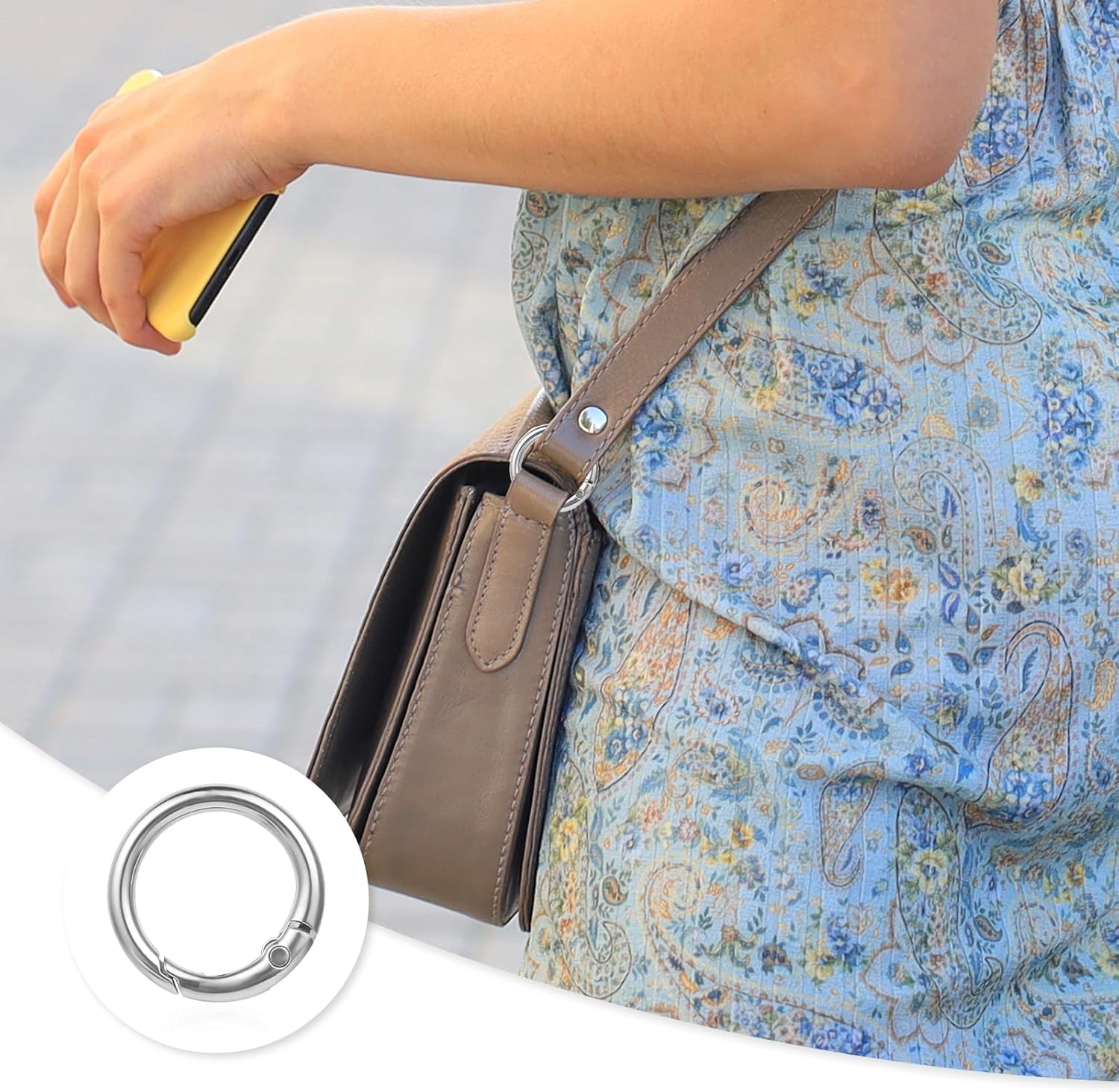 JIEYAO 16 Pcs Spring O Ring Clip Keychain, Stainless Steel Round Carabiner, Spring Ring Clasp Keyrings Snap Hook Buckle - Image 6