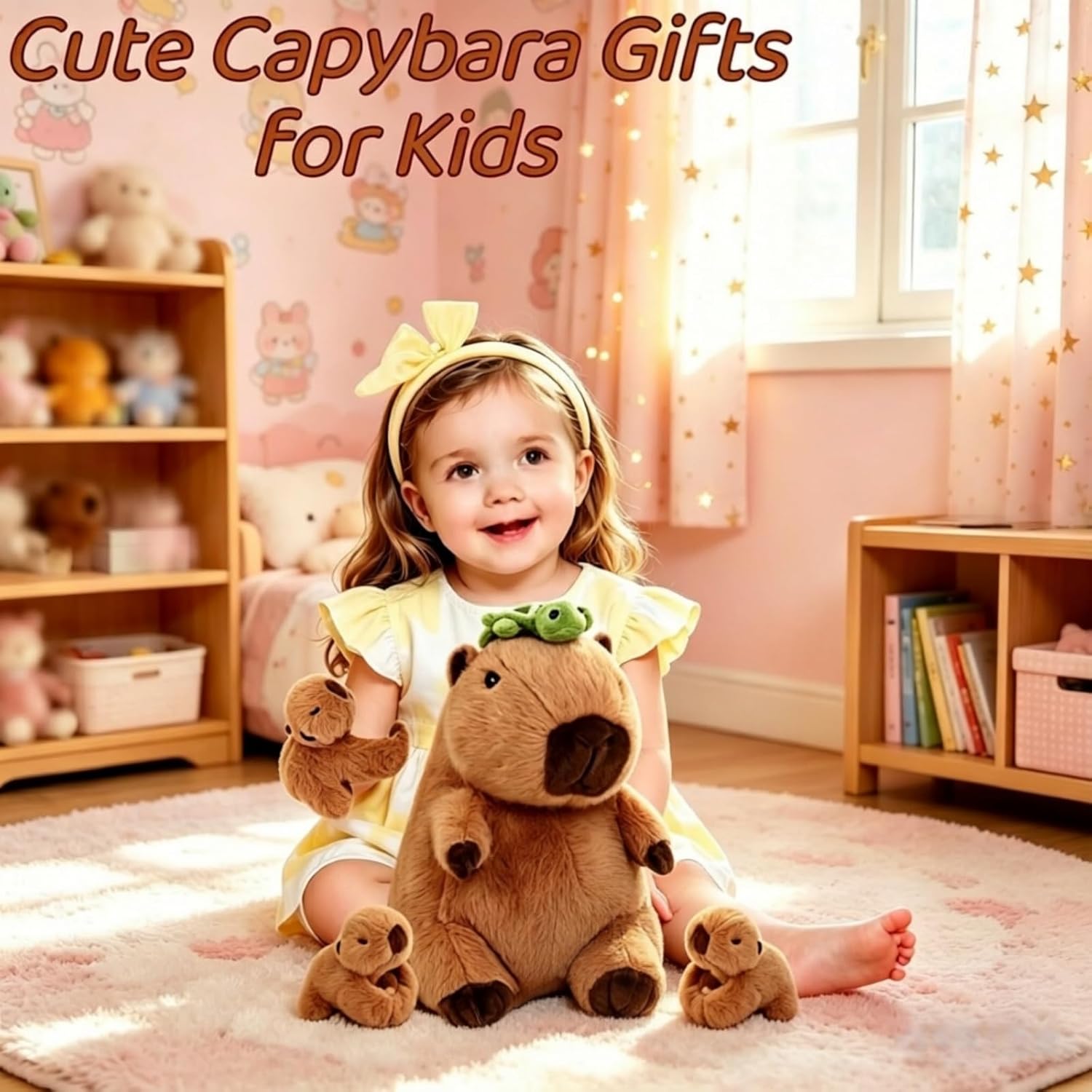 Youthfuljive 5 in 1 Capybara Plush Set 12.8" Mommy Capybara Stuffed Animal with Babies Inside, Stuffed Capybara Plush with 3 Baby Capibaras Peluches Capybara Pillow Plushies Toys for Kids Birthday