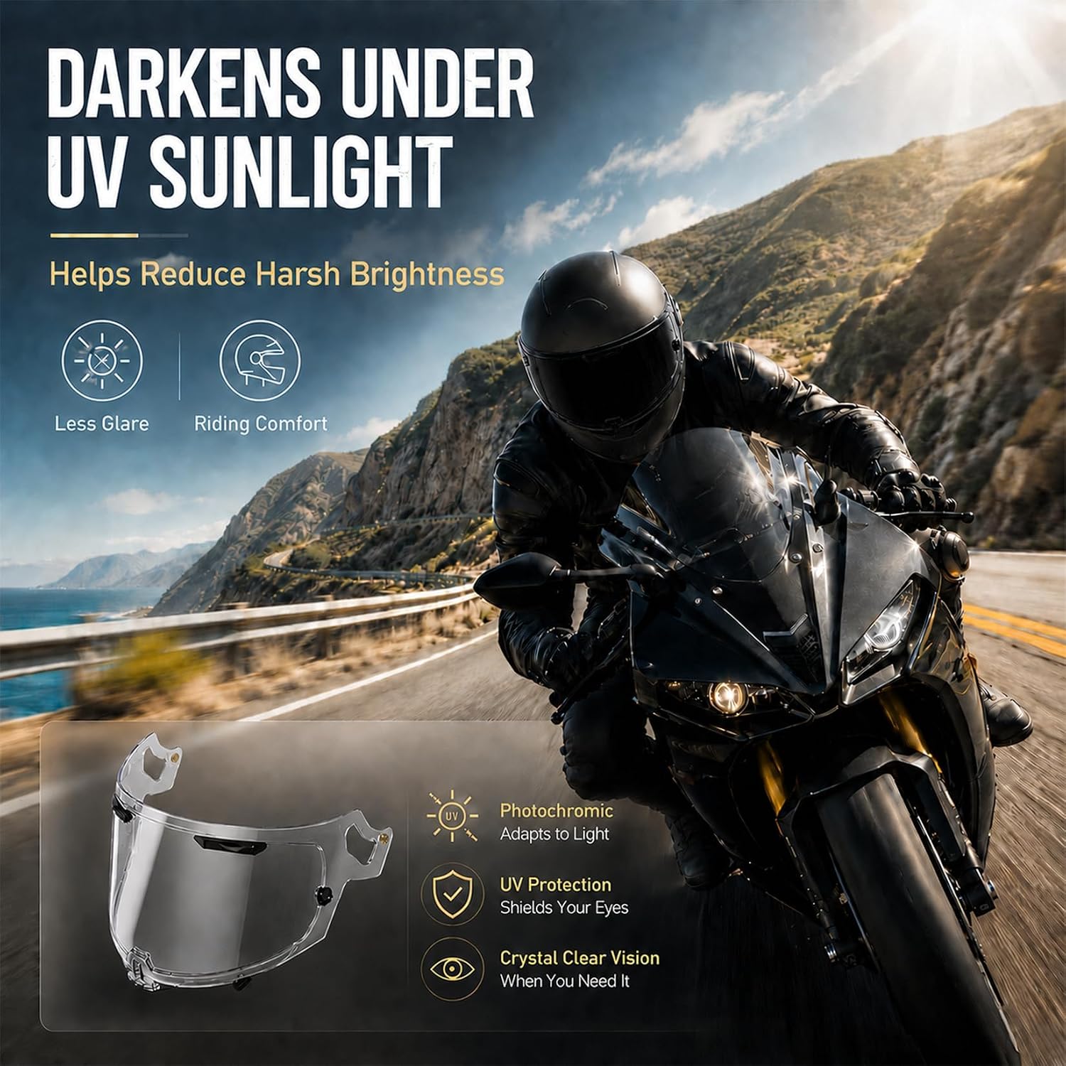 PSLER Photochromic Regent X Visor Corsair X Visor VAS-V MAX Vision Face Shield Quantum X Visor Helmet Shield for Regent X VAS-V MAX Corsair-X Quantum-X Signet-X RX7X Defiant-X Dt-X,Photochromic