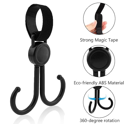Miniatura 3 de LURBABYPER Ganchos de cochecito para colgar, 2 clips de mosquetón para cochecito, clips universales para bolsa de pañales
