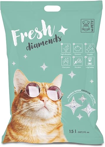 MPets Fresh Diamonds Silica Cat Litter - Natural Crystals 15L-6.3kg