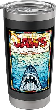 Jaws 50th Anniversary Poster Stained Glass Front & Back Stainless Steel Insulated Tumbler