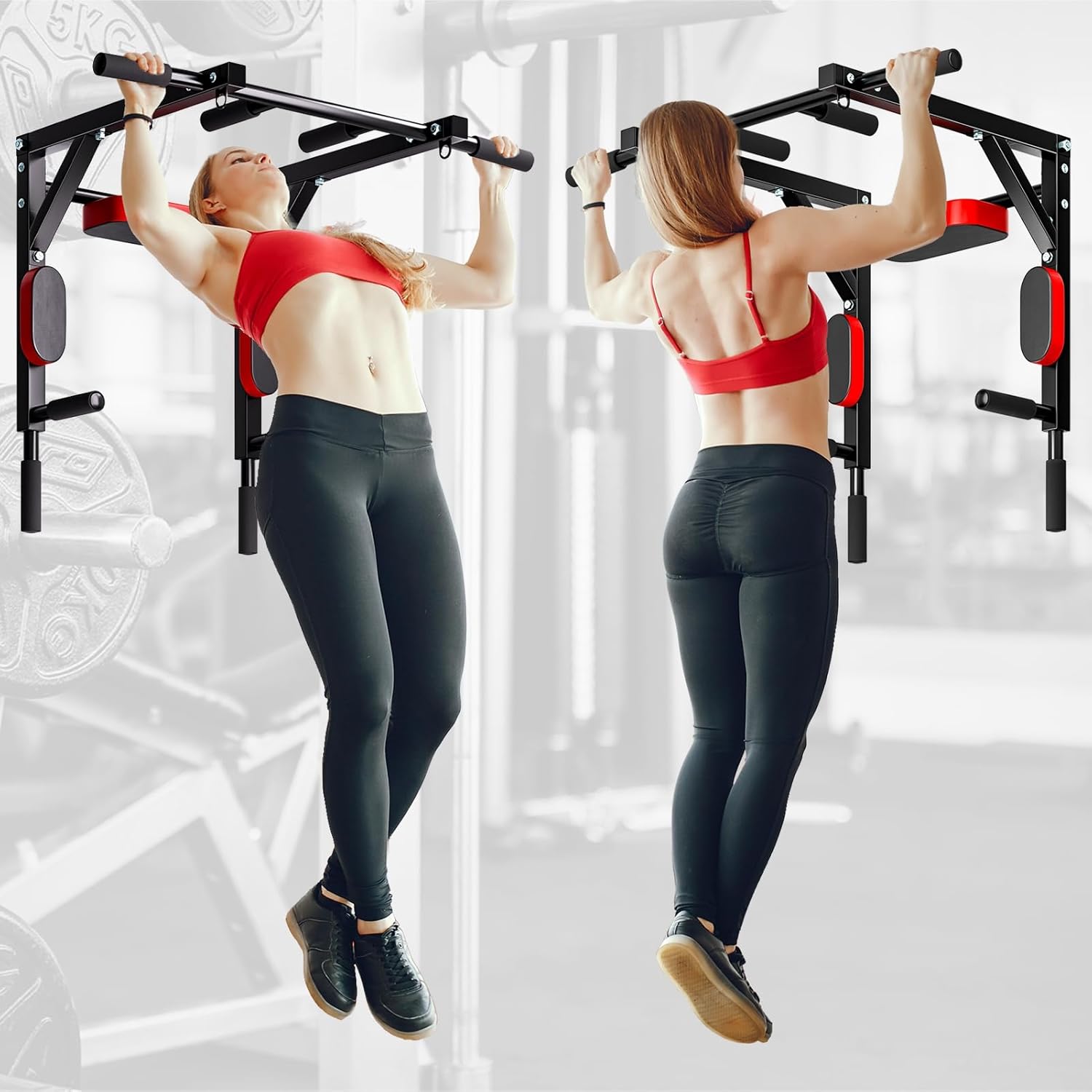 Women performing pull-ups on the HEVIRGO pull up bar