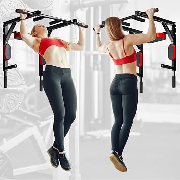 Pull Up Bar For Doorway,2 in 1 Home Gym Equipment Max Capacity 440 lbs Chin Up Bar,Portable Upper Body Fitness Workout Bar Strength Training Door Frame Pull-up Bars for Home Gym
