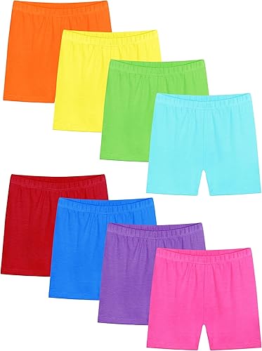 Resinta - Paquete de 8 pantalones cortos de ciclismo para niñas, pantalones cortos de seguridad multicolor