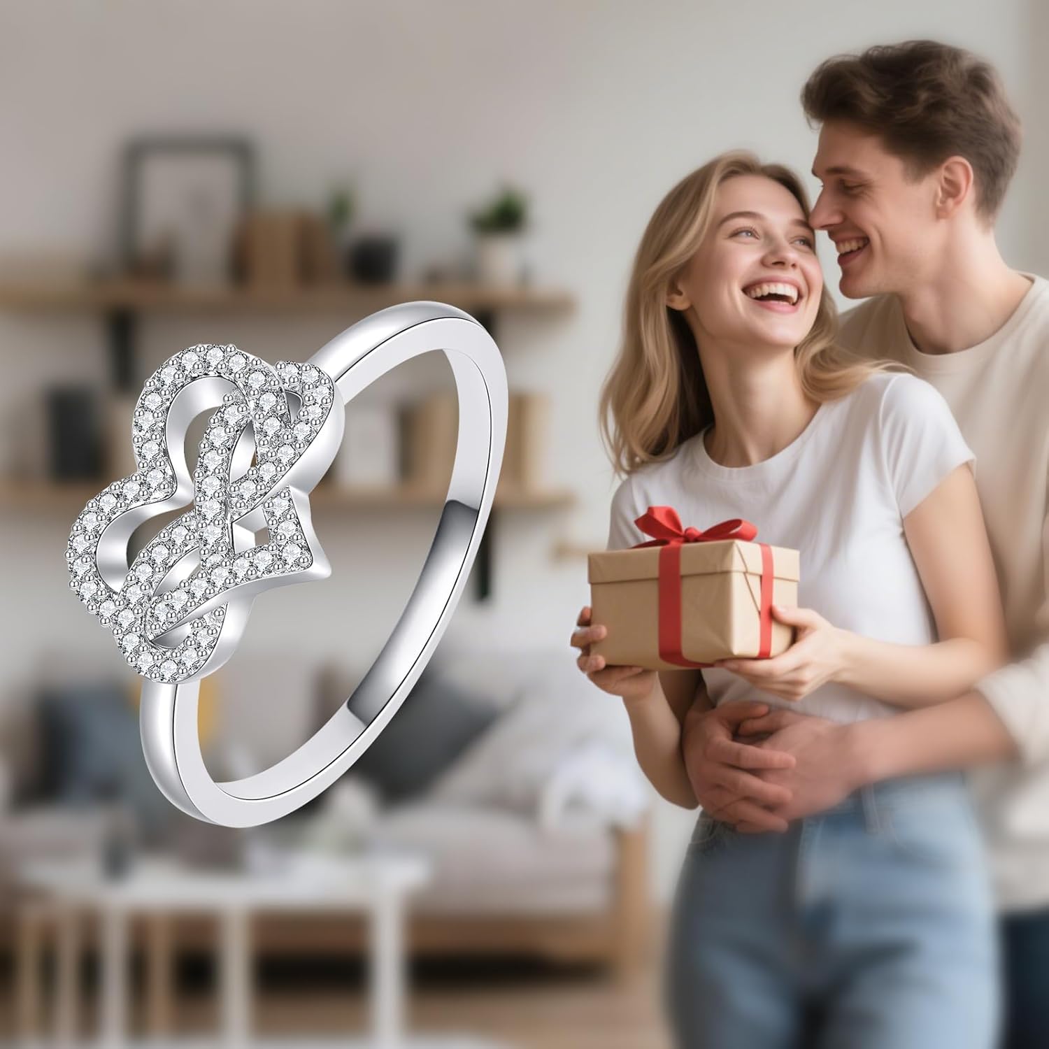 Infinity Heart Ring 925 Sterling Silver Heart Ring Infinity Jewelry Gifts for Women - Image 5