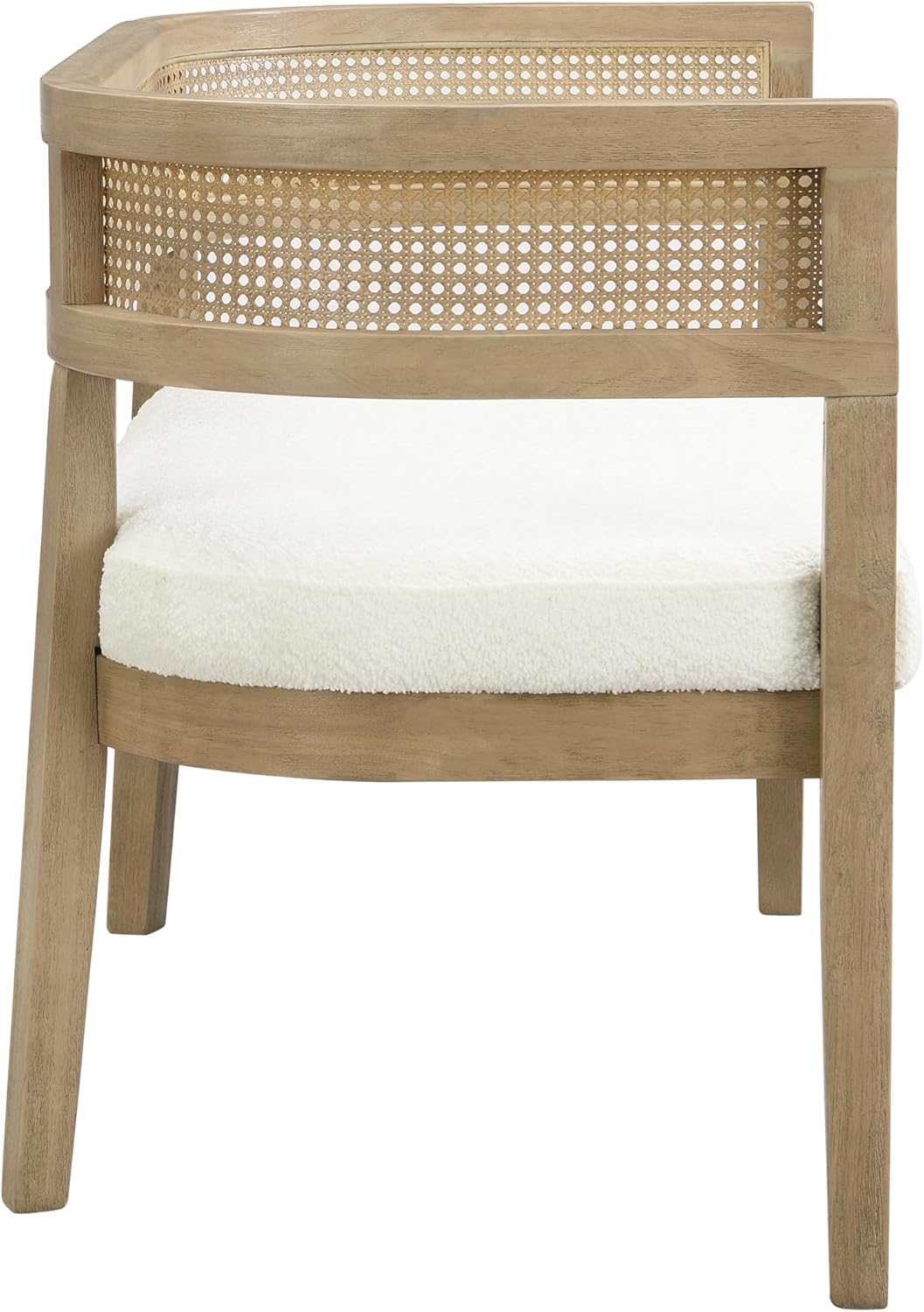 Christopher Knight Home Xiza Modern Boucle Upholstered Loveseat Sofa with Rubberwood Frame, Comfy 2-Seater Sofa Couch and Rattan Backrest, Love Seat Couches for Living Room, Beige + Natural Ash