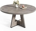 LITTLE TREE Table ronde pour 4-6 personnes, 47 Table de salle à manger grise avec socle en bois, Tables de dîner à la ferme, Table de cuisine circulaire pour le repas, Cuisine, Salon