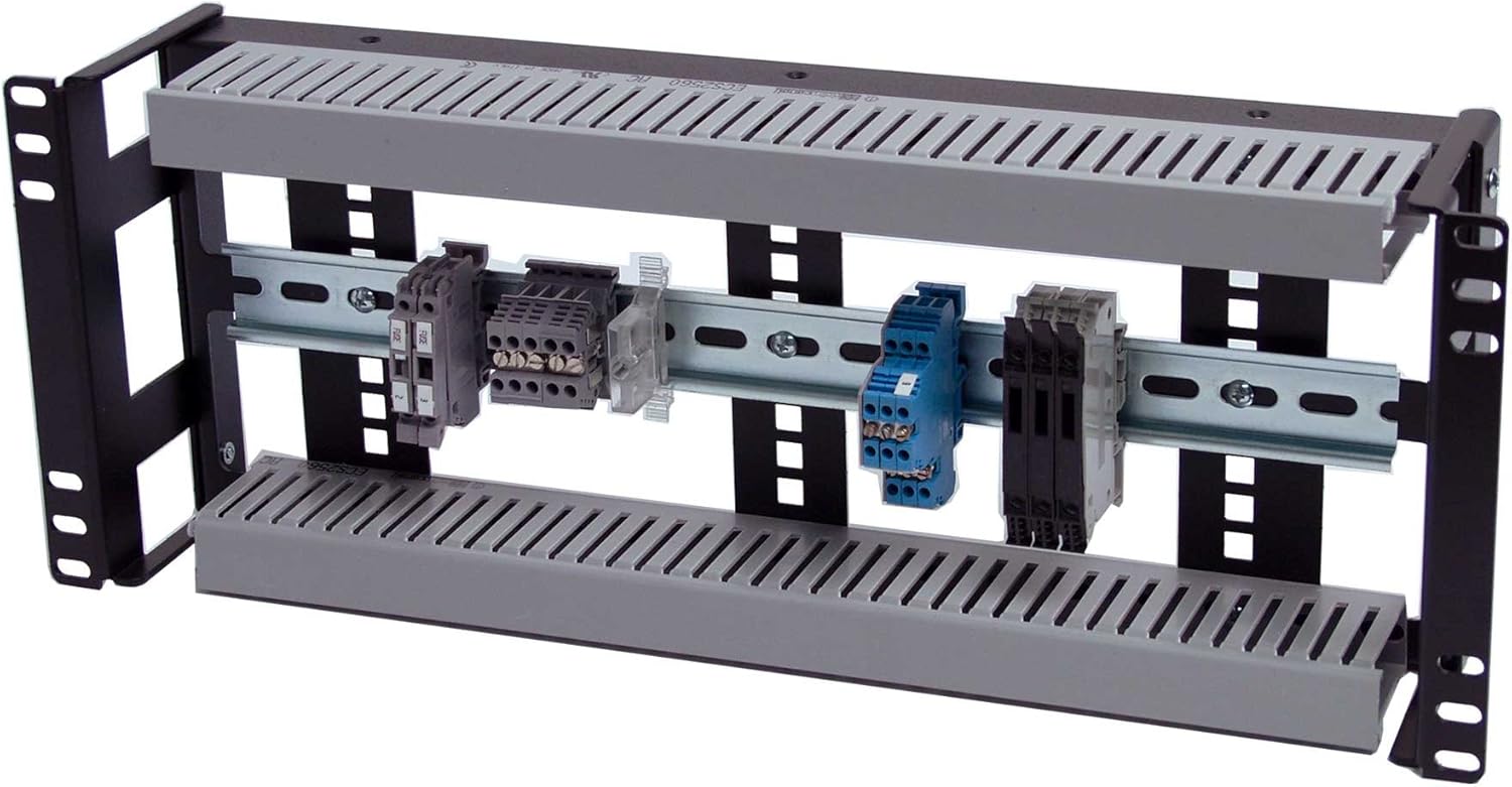 IRP1043D Rackmount 4U Low Profile Din Rail Panel 3.78 inch Depth for Industrial Standard 19 inch 2 Post or 4 Post Rack Cabinet.