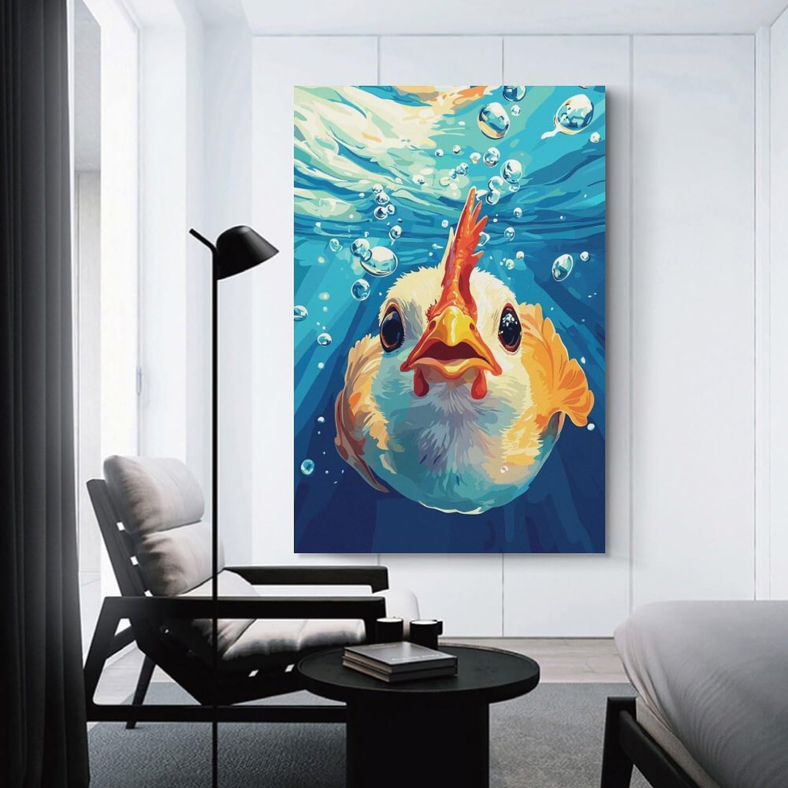 Junmoney Unframe-Style-12 Underwater Chicken Canvas Wall Picture, 24X36inch(60X90cm), For Living Room, Bedroom Or Apartment Walls, Decorative Artwork For Empty Walls