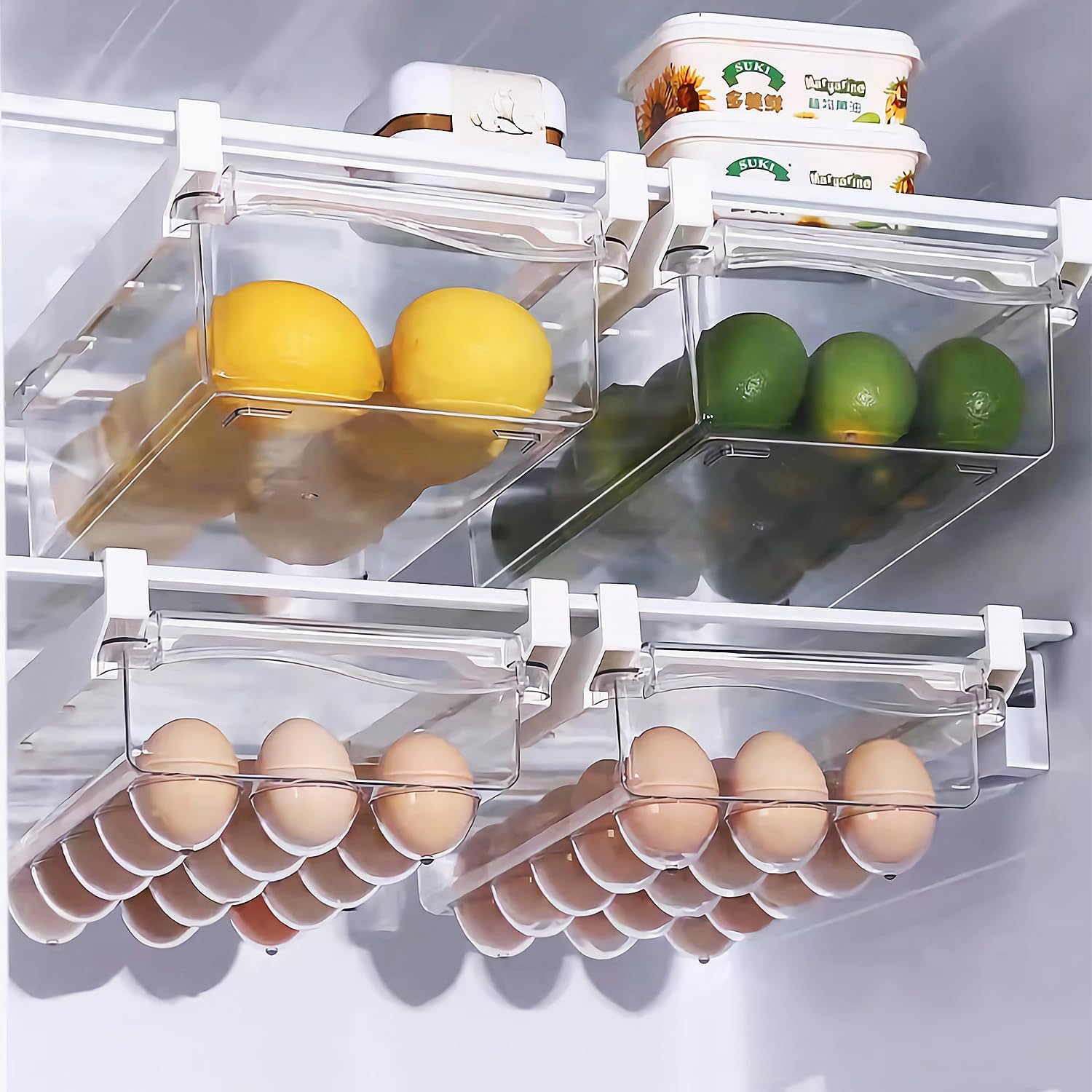 ROLMZJX 2 Pack Fridge Storage Bins,Refrigerator Drawers for Fruit and