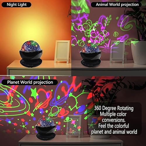 Miniatura 5 de Proyector de luz nocturna de proyección de dinosaurio, proyector de cielo estrellado giratorio de 360, 16 modos de luz, proyector de luz nocturna