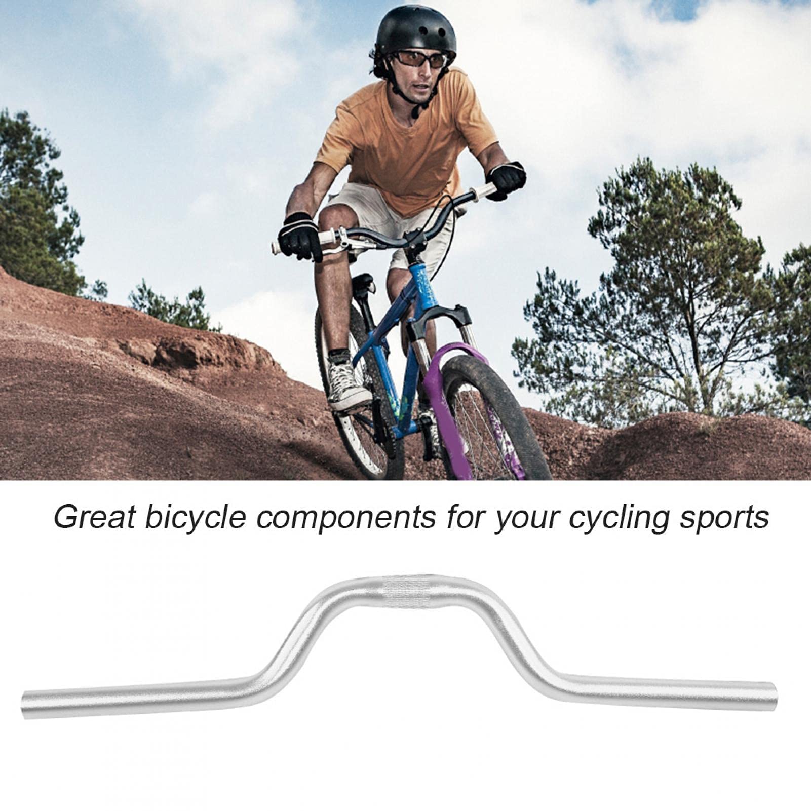 Mountain bikes High Riser Handlebar, bikes Handlebars, 25 4mm Length 520mm Rise 80mm Aluminium Alloy Handlebar bikes Riser Bars longer bikes Handlebars for Downhill Cycling Racing(Sliver),