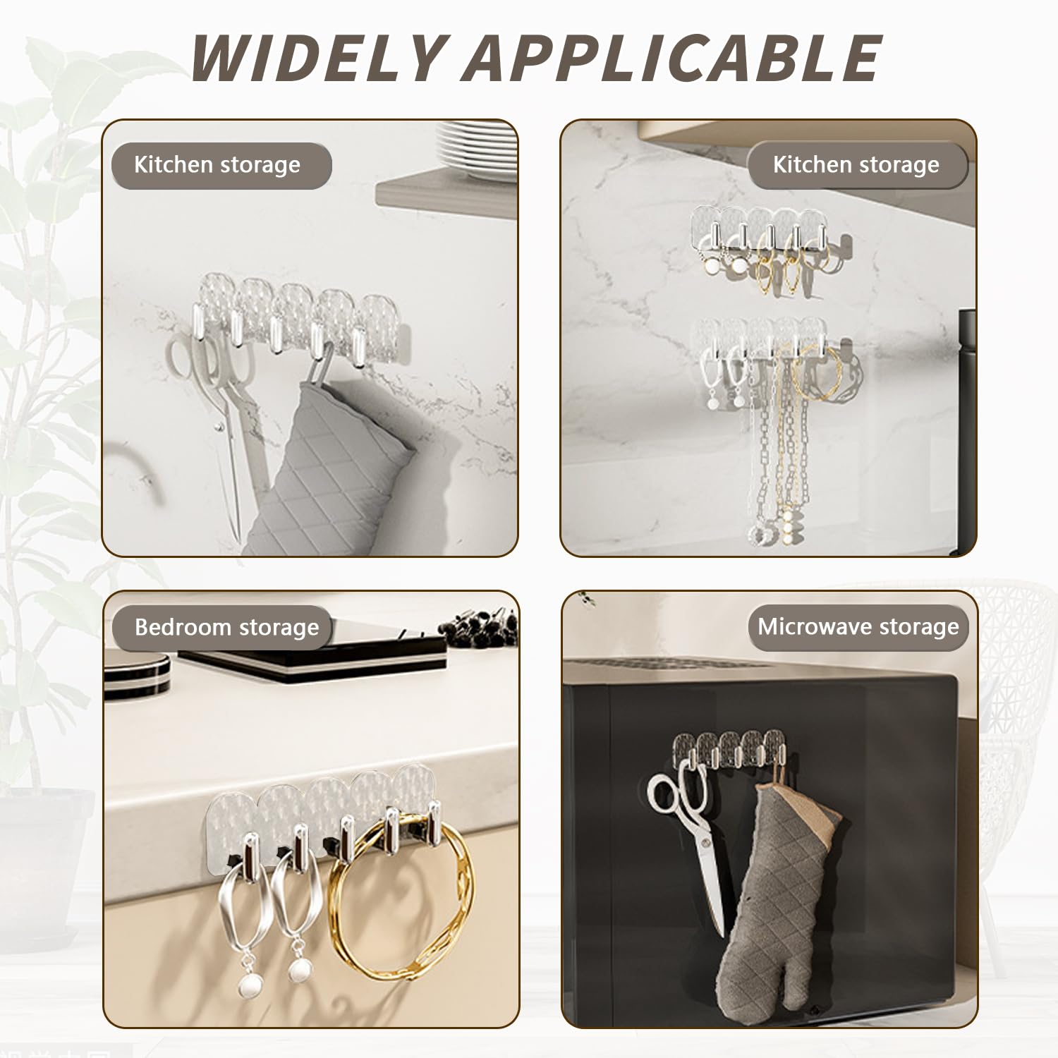 Portaoggetti Appendere Porta Collane, Orecchini Organizer Adesivi Porta Anelli Espositore con 15 Gancetti per Appendi Gioielli Braccialetti Anelli Armadio Muro