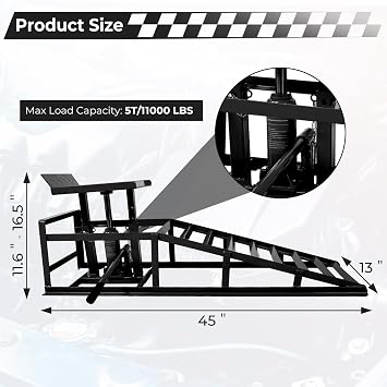 Rovibek 2 Pack Hydraulic Ramps for Cars 11000LBS 5T, 11.616.5 Adjustable