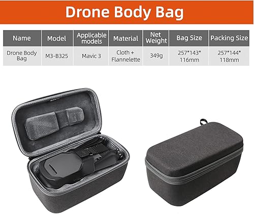 Vista 3 de Mavic 3 - Funda para DJI Mavic 3 Pro Cine accesorios de cámara Drone Protector Body Case Control remoto Funda protectora de viaje duro Estuche