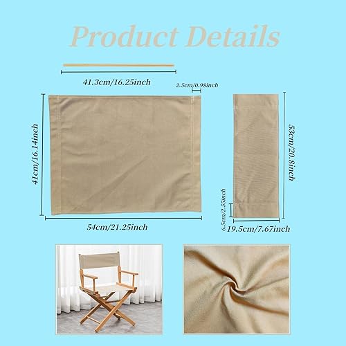 Miniatura 2 de 1 juego de lona de repuesto para silla de director con palo de madera, 21.2 pulgadas de largo x 16.1 pulgadas de ancho, funda de repuesto portátil