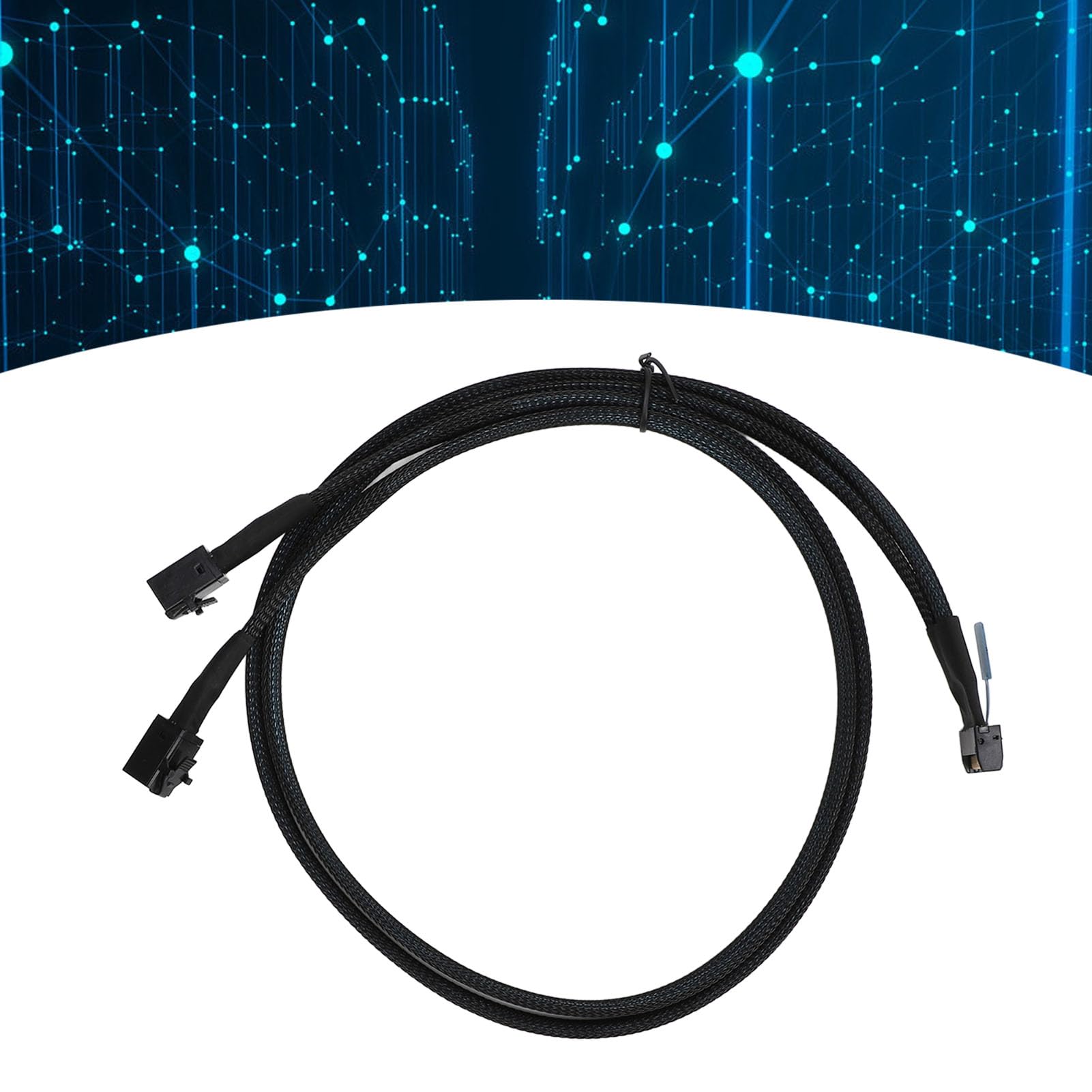 PUSOKEI Cable MCIO 8i a 2*SFF-8643, Cable MCIO X8 de 74 Pines a Mini SAS HD SFF-8643, Compatible con SCSI (SAS), PCIE 5.0, Transferencia 32GT/s, para Centro de Datos de Servidor (31,5)