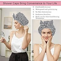 Vista 11 de 2 gorros de ducha para mujer, gorro de ducha reutilizable impermeable para ducha con lazo ajustable, gorro de baño de lujo para mujer