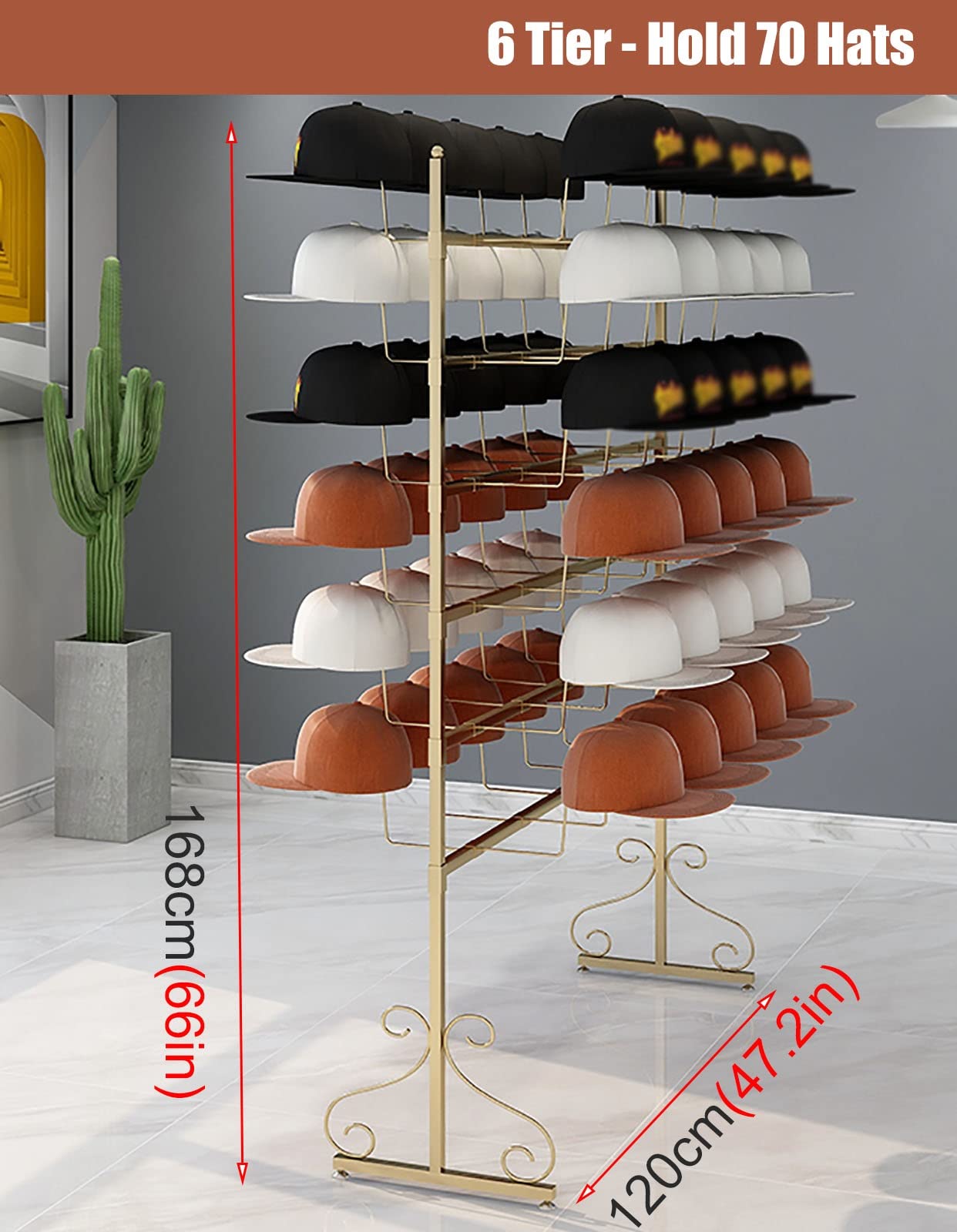 Perchero para Sombreros, Perchero Independiente para Sombreros de béisbol, Gorras de Vaquero y Pelucas, Organizador de Almacenamiento de Sombreros contemporáneo de Gran Capacidad, Soporte de