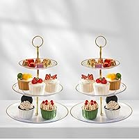 Vista 2 de RAUVOLFIA 3 Tier Cupcake Stand, Small Tiered Serving Cake Stand, Transparent Plastic Dessert Stand, Weddings Parties Pastry Serving Tray