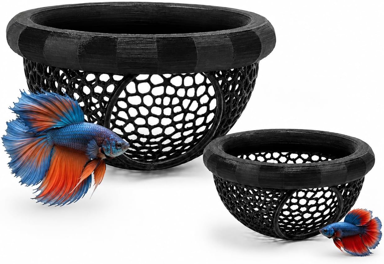 2 PCS Floating Betta Hammock, Shrimp Feeder, Small Fish Feeding Rings, Safe Resting Spot for Betta, Shrimp and Small Fish, Aquarium Hiding Decorative Accessories (Black)