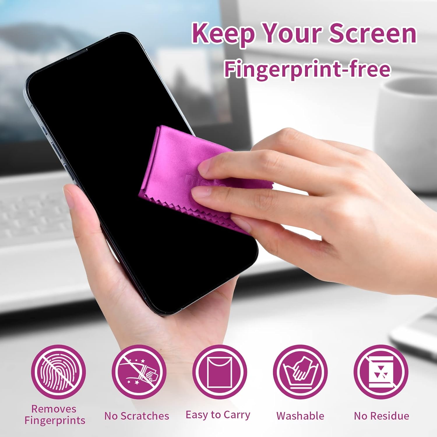 Metene 300 Pack Lens Cleaning Wipes, Pre-Moistened and Individually Wrapped Eyeglass Wipes, Glasses Cleaner ＆ Metene 15 Pack Microfiber Cleaning Cloths (Purple)) : Health & Household