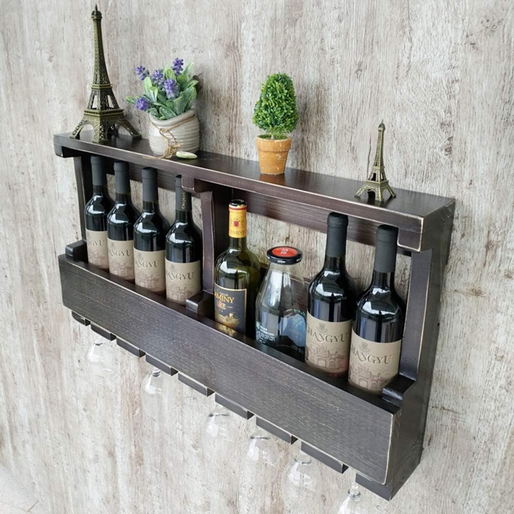 Shelf Wine Bottle Rack Wall Holder Wood Vintage Holder Rustic Wine Holder Wall Storage Organizer 60 * 42cm image 4