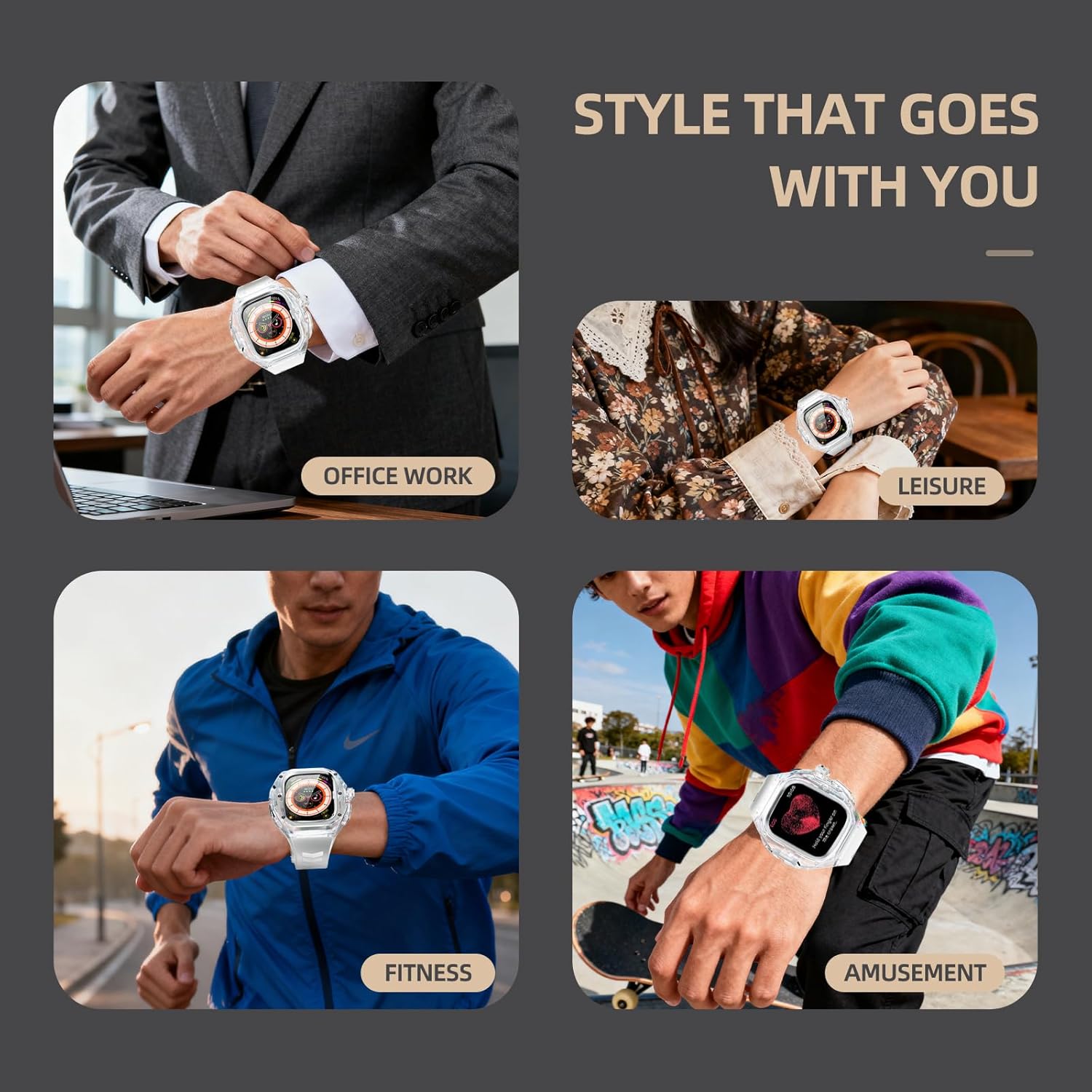 for Apple Watch Ultra 3/2/1 49mm Case, Rugged Case with Band for Apple Watch 49mm One-Click Open Design and Military Grade Shockproof Bumper Cover for Men and Women (White and Steel)