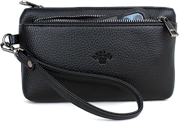 LEATHER,SE club 1993 MEN'S BRACELET BELT THIN PORTFOLIO HANDBAG (BLACK)