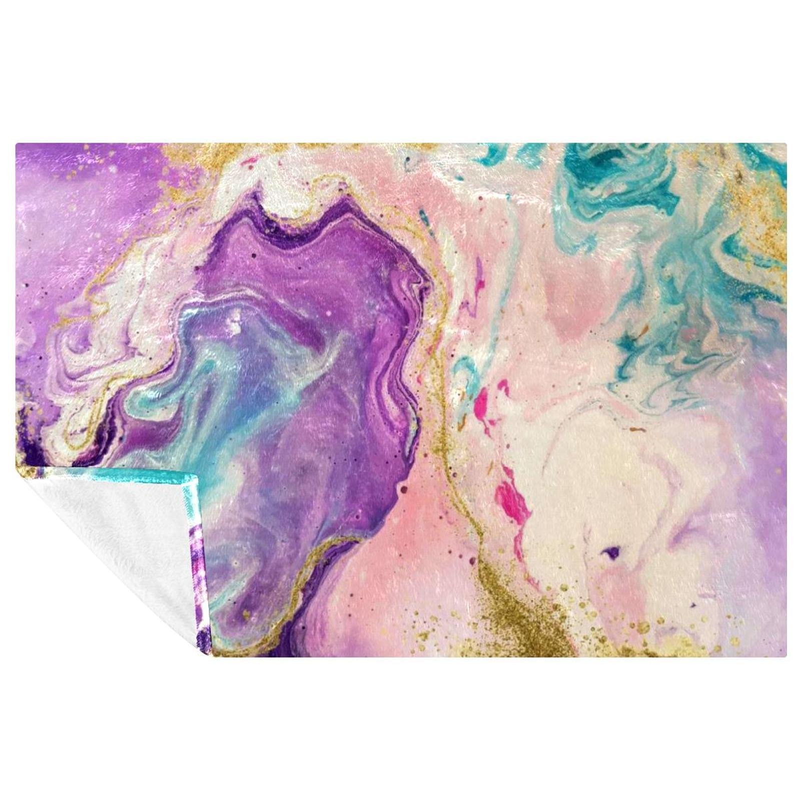 Couverture chaude violette imprimé aquarelle 150x100 de camping